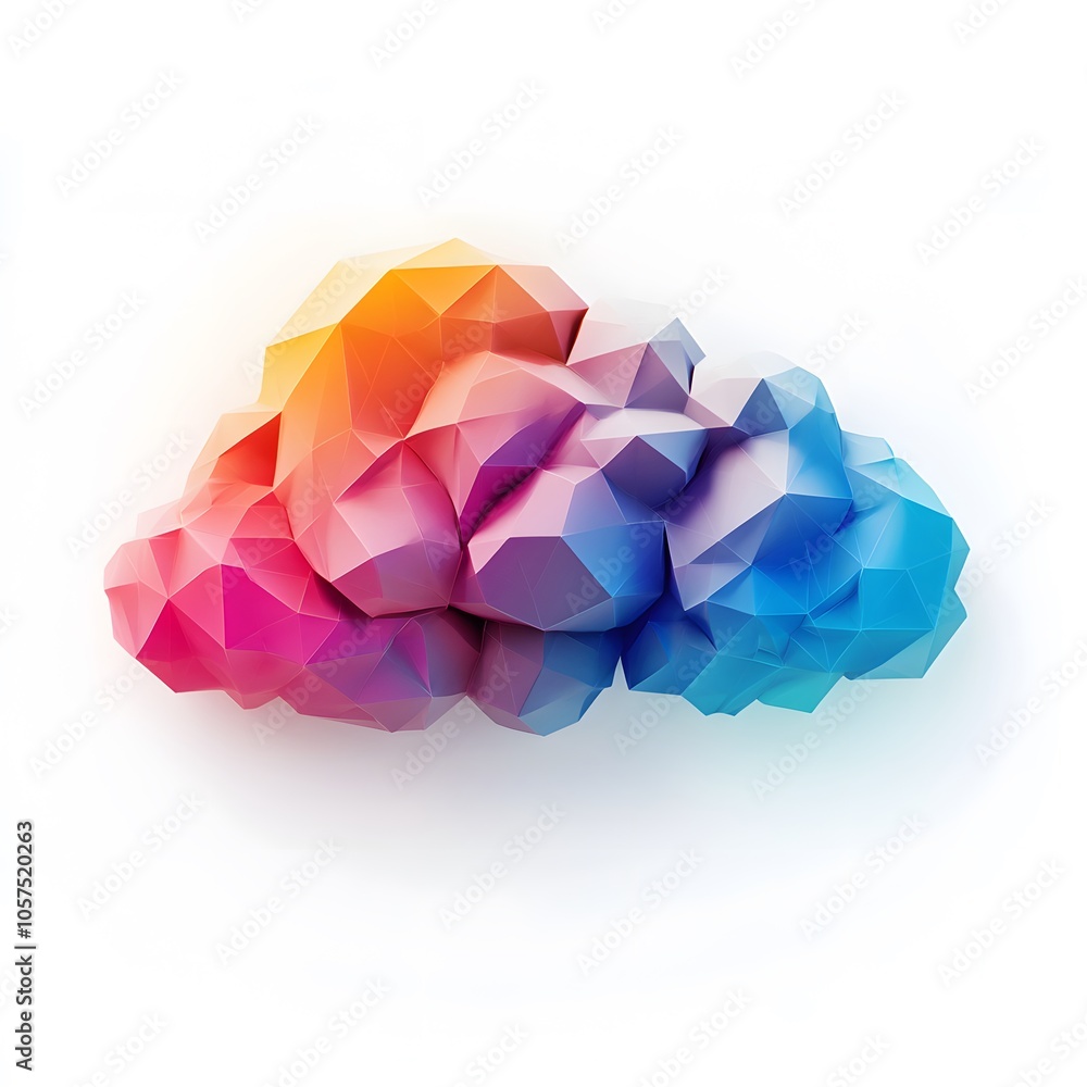 
Cutie low poly 3d cloud with white background