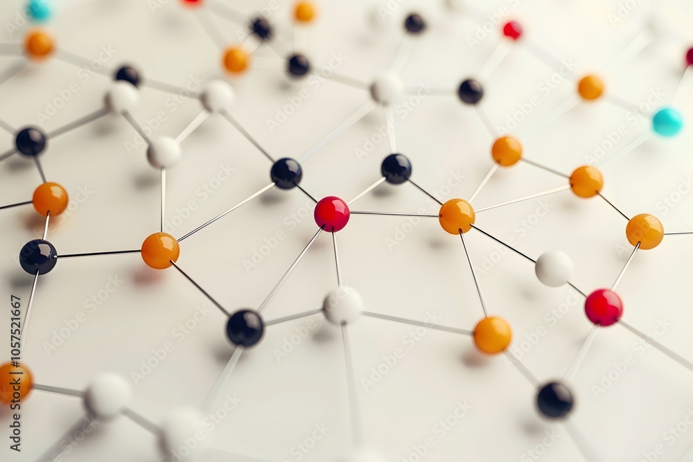 Obraz premium Colorful Molecular Structure Representing Chemical Bonds and Interactions