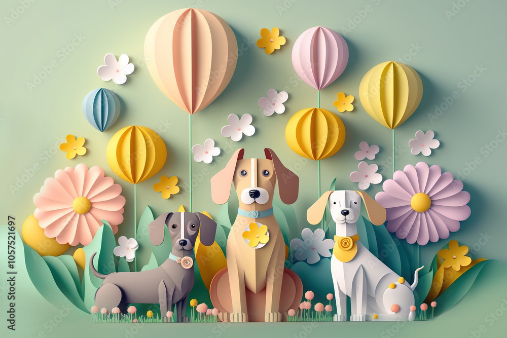 Fototapeta premium paper dogs 