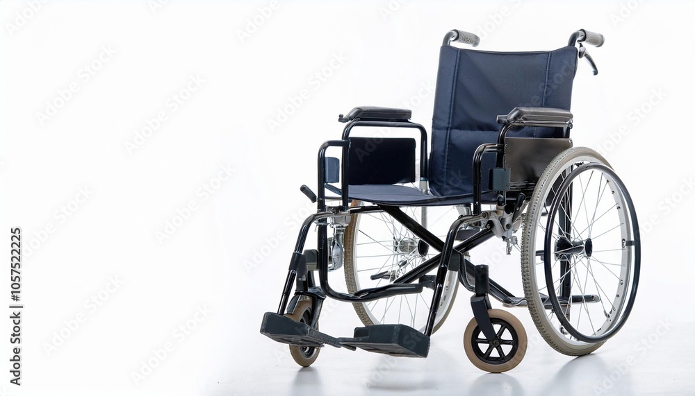 Fototapeta premium Wheelchair on White Background Isolated. Full Shot of Medical Devices.
