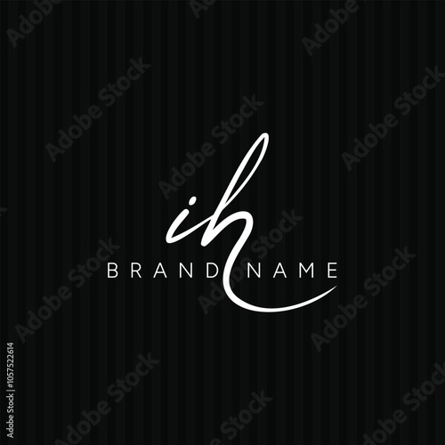 Initial Letter IH Vector Logo Template in handwritten Signature Style