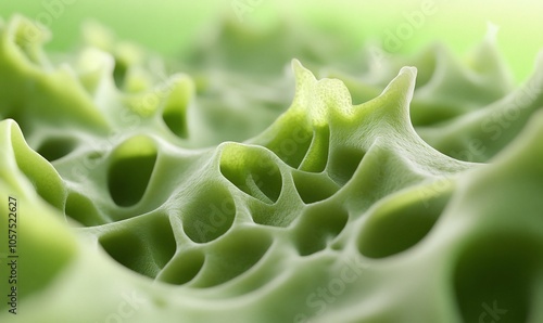 Close-up of a textured green surface resembling plant cells. photo