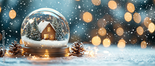 Glass Christmas snow globe  and Christmas tree cones