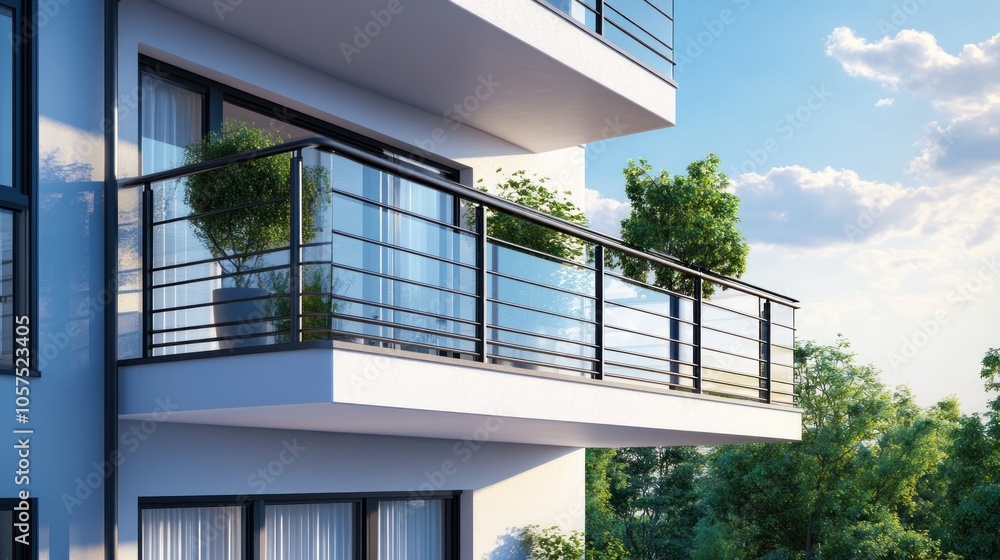 Modern Balcony with Glass Railing Modern Balcony with Glass Railing