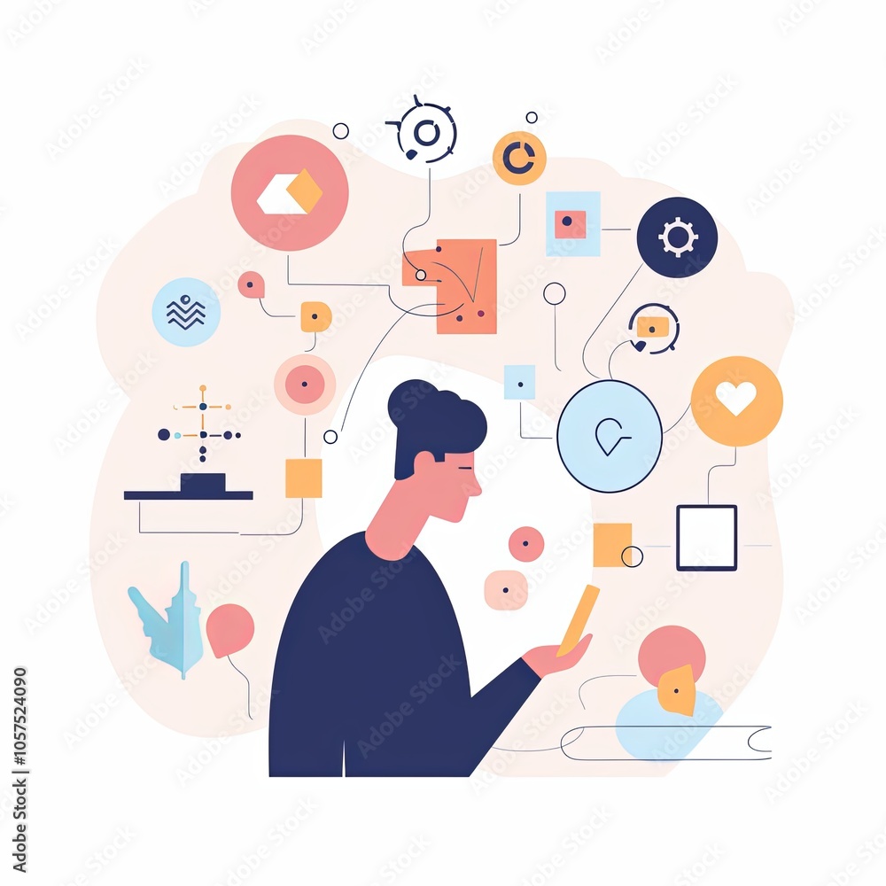 Exploring digital connections a minimalist character illustration Exploring digital connections a minimalist character illustration