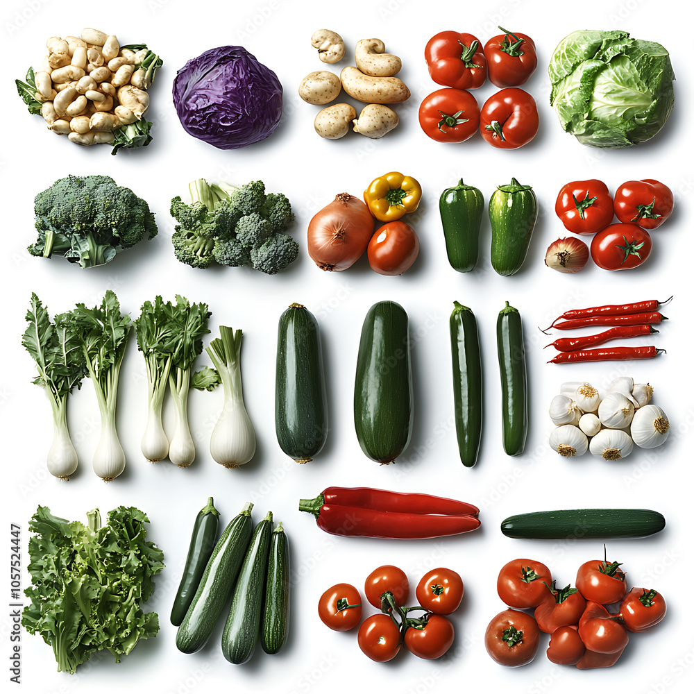 Large page of vegetables on white background Large page of vegetables on white background