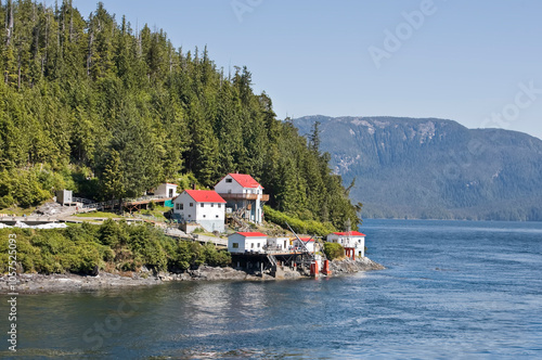 Boat Bluff Lighthouse on Sarah Island, along the Tolmie Channel of Inside Passage, on the West coast of BC, Canada; British Columbia, Canada