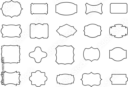 Set of different labels isolated on white background