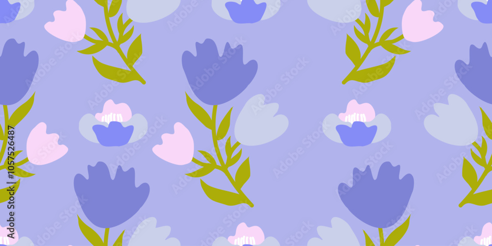 Fototapeta premium Hand drawn flowers seamless patterns ornate spring bohemian for fabric, textiles, clothing, wrapping paper, cover, banner, interior decor, abstract backgrounds.