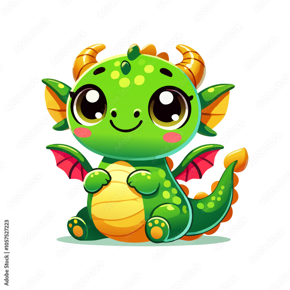 Fototapeta premium cute icon character green dragon