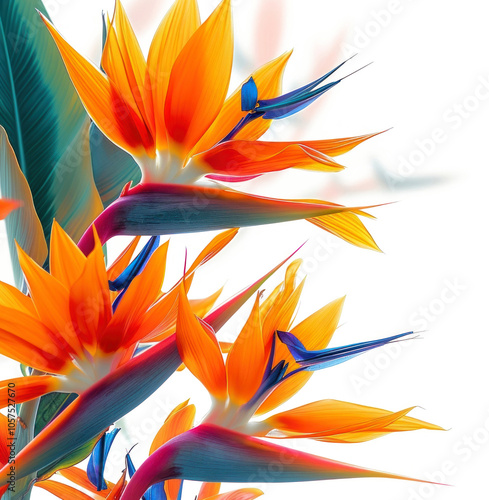 PNG  Photo of flying bird of paradise flowers backgrounds pattern petal. photo