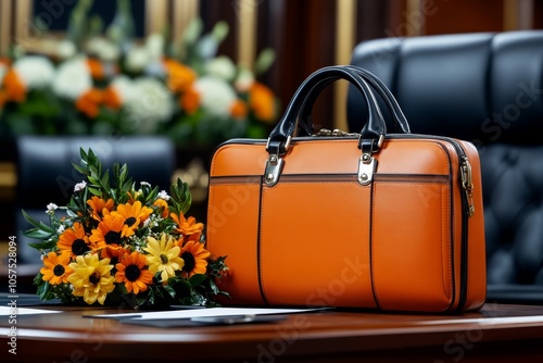 Close-up of a lawyerâ€™s briefcase and documents on a desk, capturing the preparation and dedication in the legal field, symbolizing professionalism and focus photo