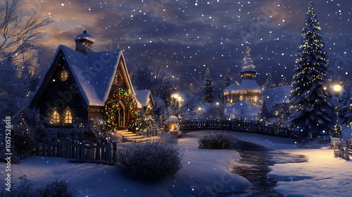 Twilight in a Winter Wonderland Village