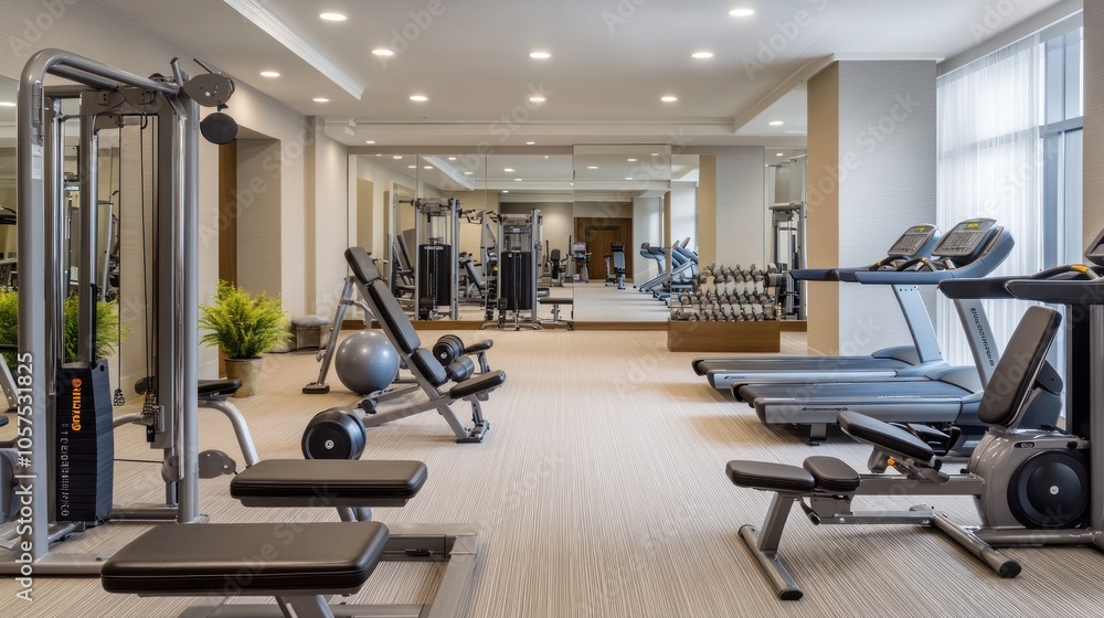 Modern Gym with Exercise Equipment Modern Gym with Exercise Equipment