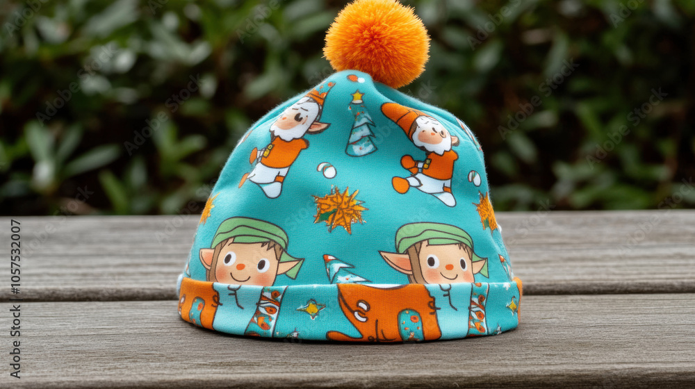 Fun elf design Christmas hat with vibrant pom pom, perfect for festive cheer! Fun elf design Christmas hat with vibrant pom pom, perfect for festive cheer!