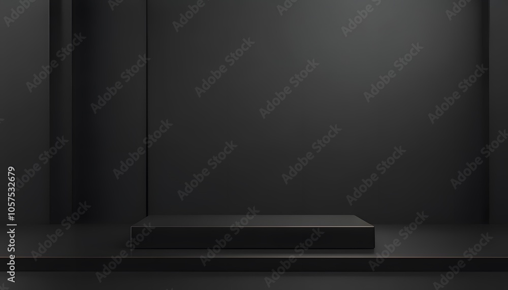 Obraz premium Matte Black Podium with Modern Lines