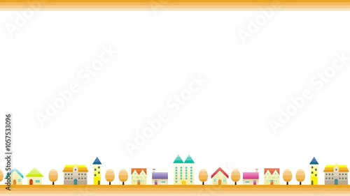 シンプルな街並みと都市の風景アニメーション　秋の景色