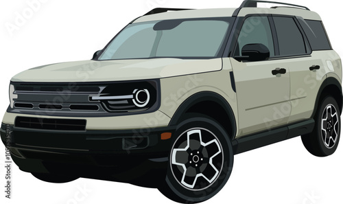 Sporty white SUV car.eps