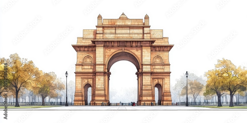 Obraz premium Iconic indian landmark the india gate in autumn
