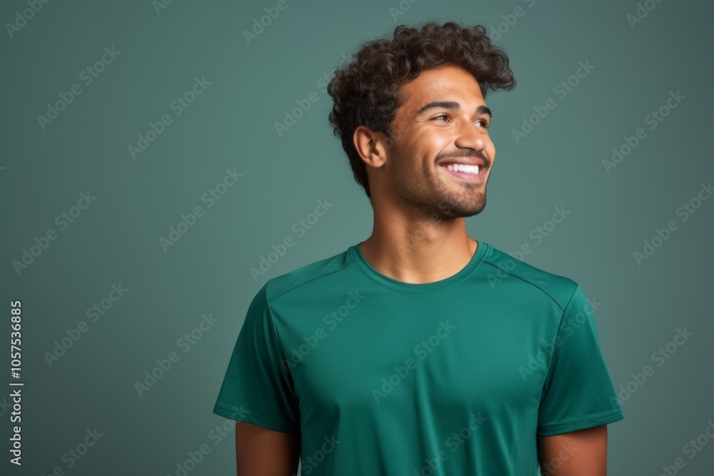 Portrait of a content indian man in his 20s sporting a breathable mesh jersey over blank studio backdrop Portrait of a content indian man in his 20s sporting a breathable mesh jersey over blank studio backdrop