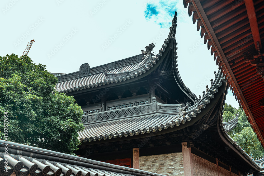 scenic view of Qita Temple in early summer at Yinzhou, Ningbo, China scenic view of Qita Temple in early summer at Yinzhou, Ningbo, China