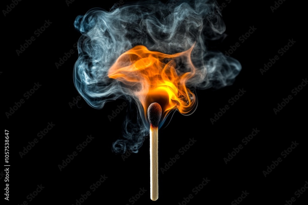 Smoke rising from a freshly extinguished match, with faint, delicate curls against a dark background, symbolizing elegance and mystery, symbolizing subtlety and movement Smoke rising from a freshly extinguished match, with faint, delicate curls against a dark background, symbolizing elegance and mystery, symbolizing subtlety and movement