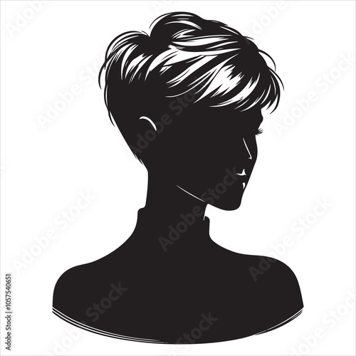Elegant ponytail hairstyle silhouette for women on a white background 