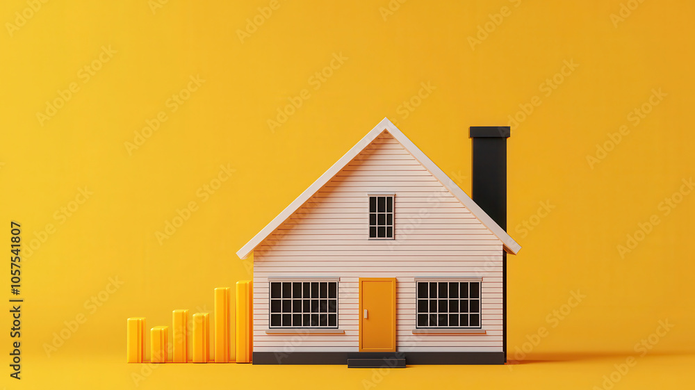 bright house model with loan payment chart symbolizes financial growth bright house model with loan payment chart symbolizes financial growth
