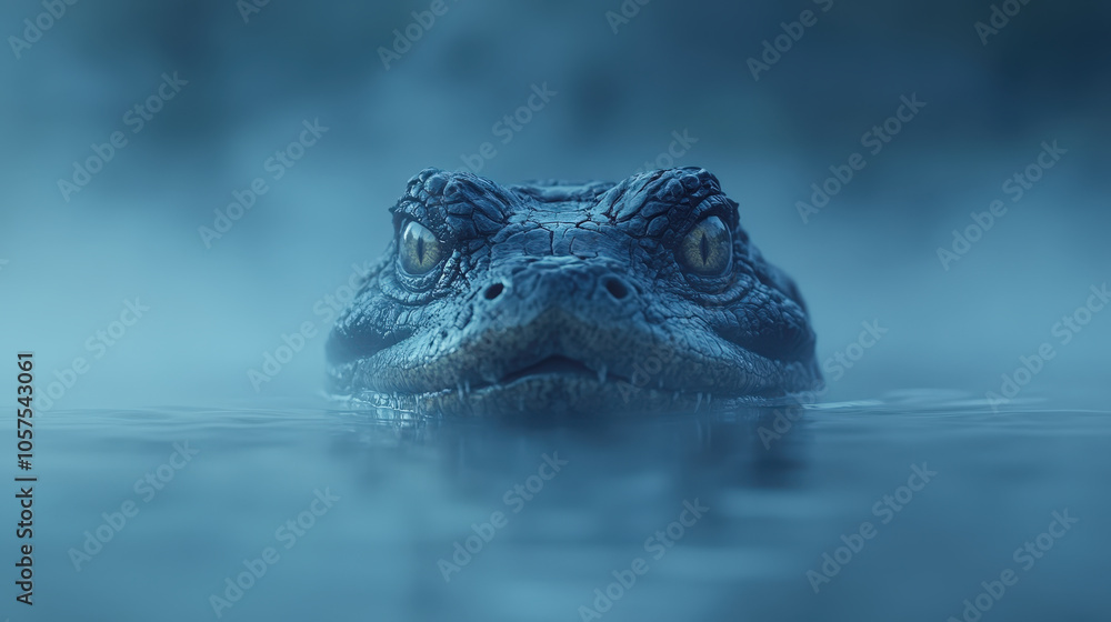 Obraz premium Mystical Creature Emerging from Misty River Depths