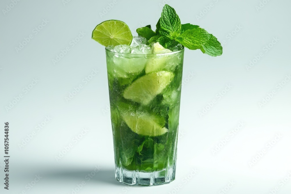 Fresh mojito on white background refreshing summer drink. Fresh mojito on white background refreshing summer drink.