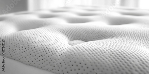 Macro shot of mattress fabric and padding