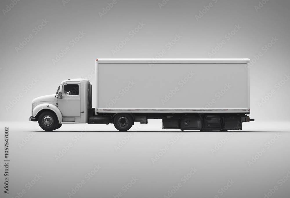 White delivery truck side view White delivery truck side view