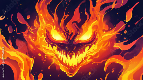 Fire emoji. Fire Demon. Illustration