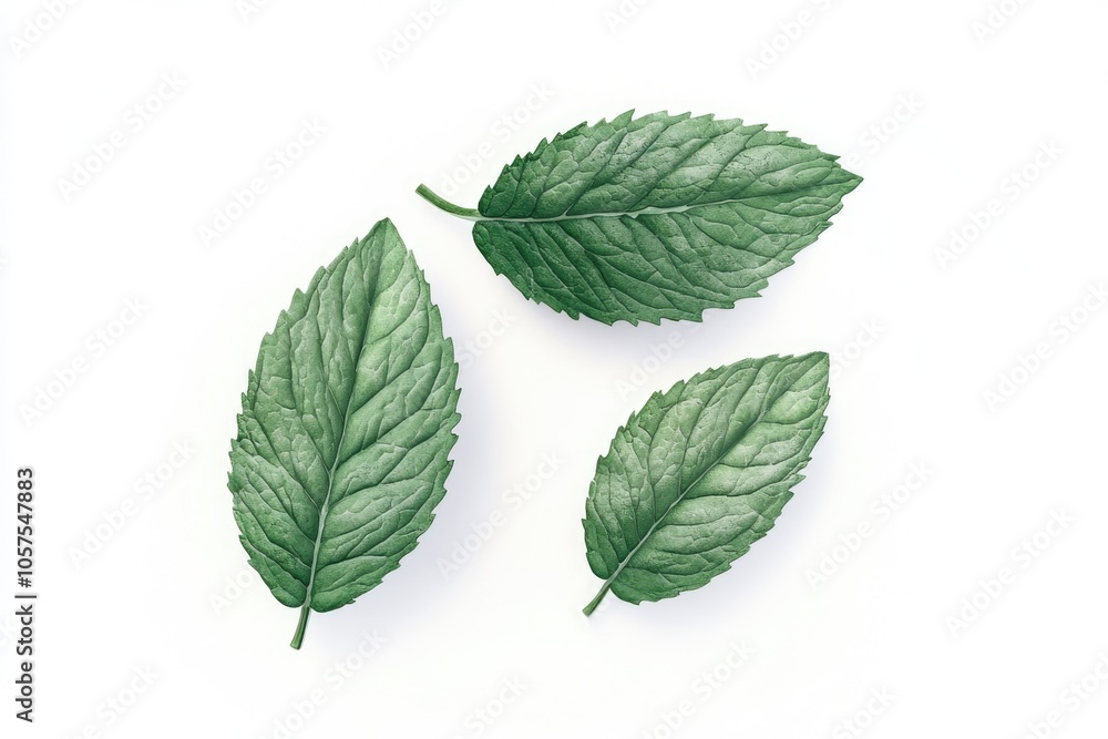 Obraz premium Mint leaves on white background
