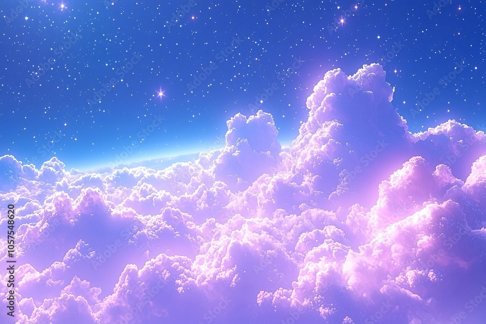 Dreamy Pink Clouds Starry Night Sky Fantasy Background Dreamy Pink Clouds Starry Night Sky Fantasy Background