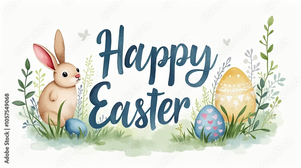 Happy Easter holiday watercolor banner. Easter card background. Easter poster wallpaper Happy Easter holiday watercolor banner. Easter card background. Easter poster wallpaper