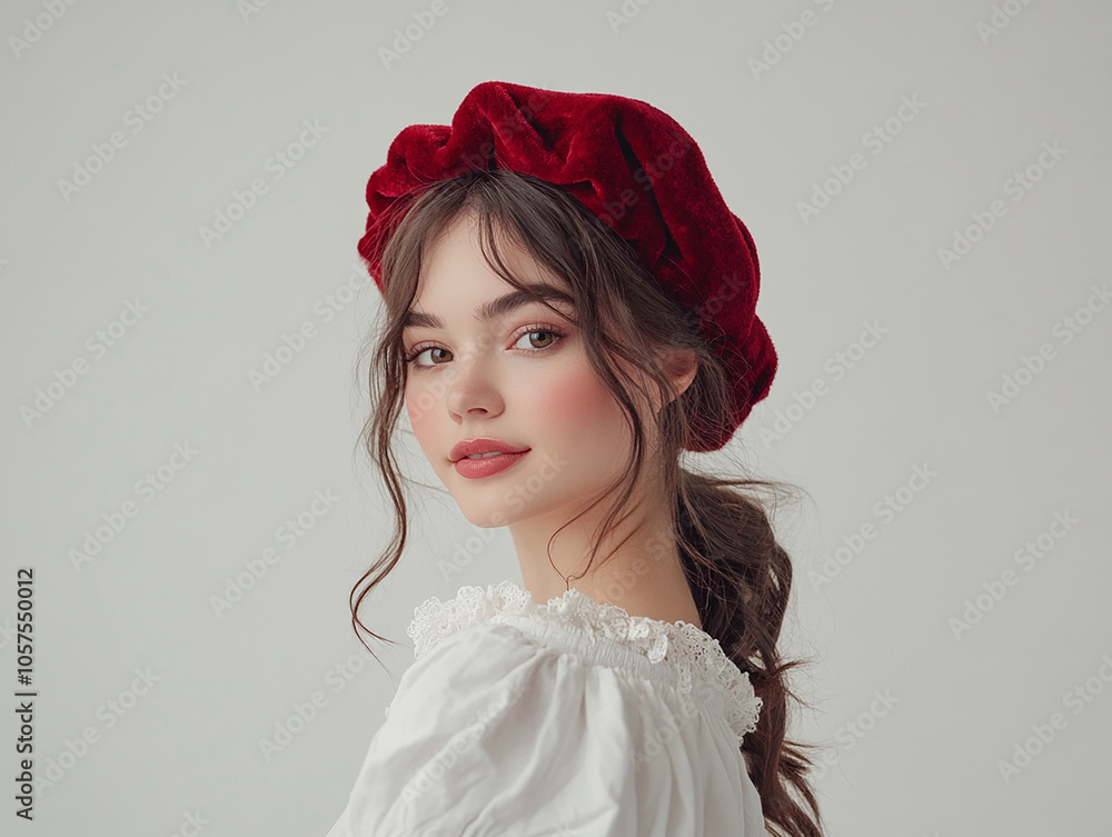 Young beautiful beauty Christmas dress on white background, Christmas beauty wallpaper Young beautiful beauty Christmas dress on white background, Christmas beauty wallpaper