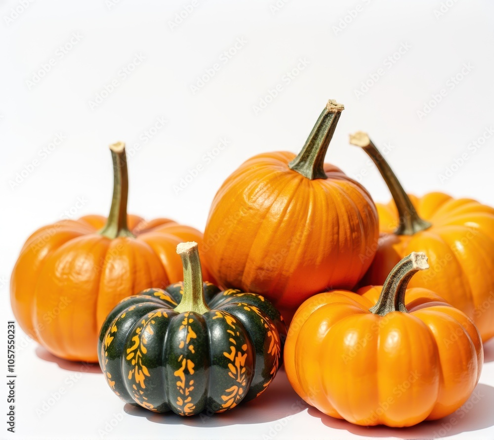 Obraz premium pumpkins different vegetables on white background
