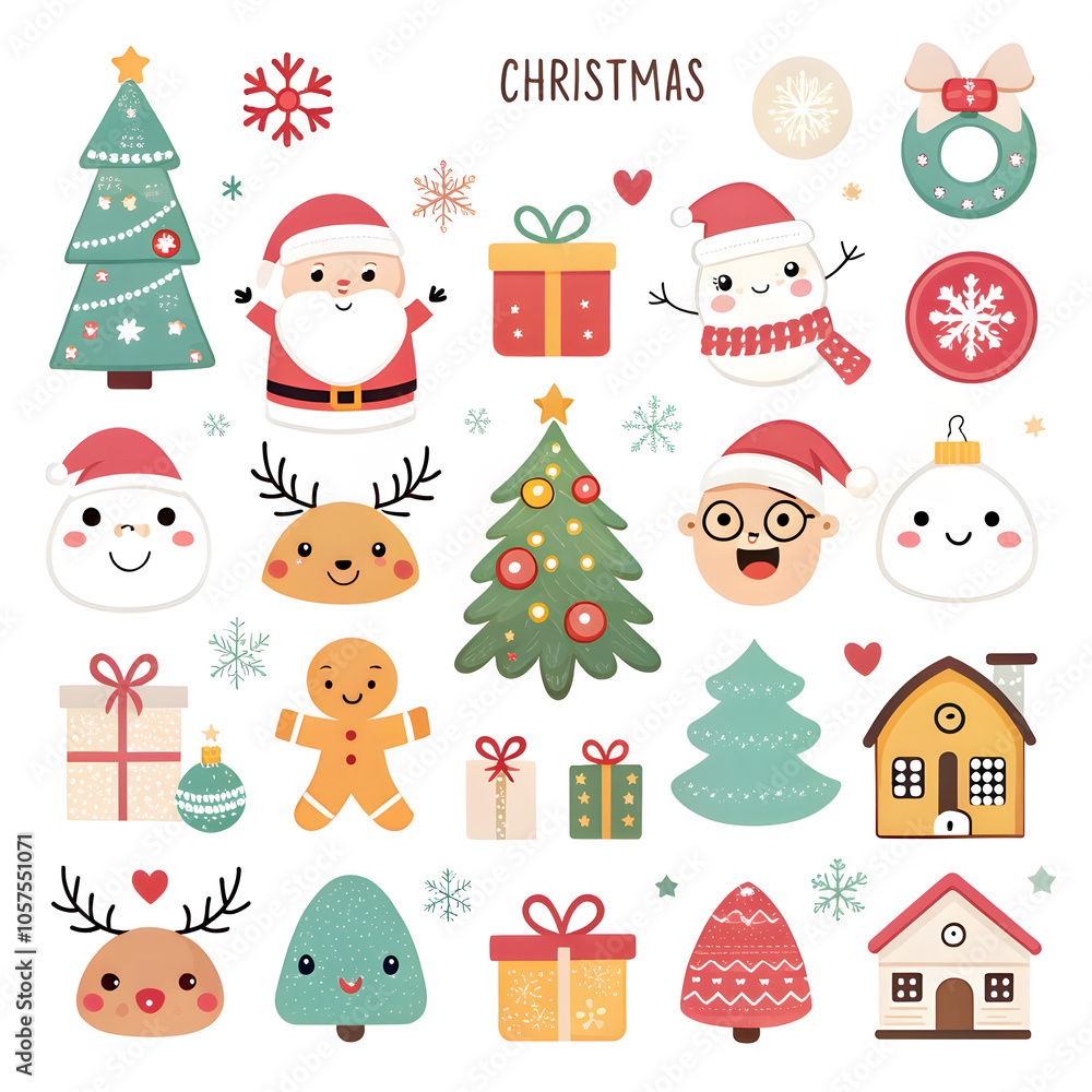 Christmas Ornaments with Santa Claus, Reindeer, and Snowman element collection Christmas Ornaments with Santa Claus, Reindeer, and Snowman element collection