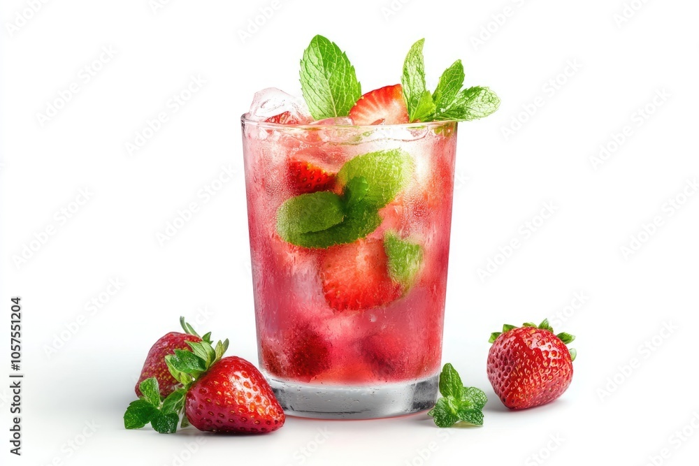 Strawberry mojito drink isolated on white background mojito mojito Strawberry mojito drink isolated on white background mojito mojito