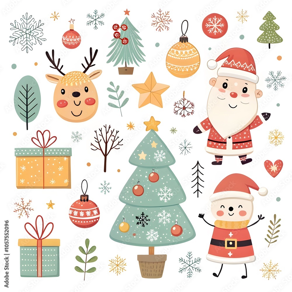 Christmas Ornaments with Santa Claus, Reindeer, and Snowman element collection Christmas Ornaments with Santa Claus, Reindeer, and Snowman element collection