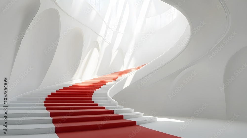 white stair with red carpet 3d render
white stair with red carpet 3d render