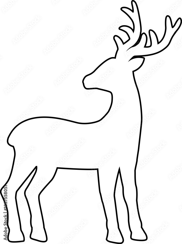 Obraz premium standing deer outline vector. Deer outline icon svg. Simple line drawing of deer.