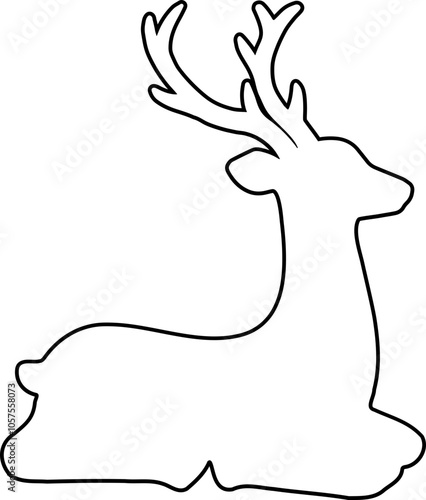 Sitting deer outline.
Deer outline icon svg.
Simple line drawing of deer.