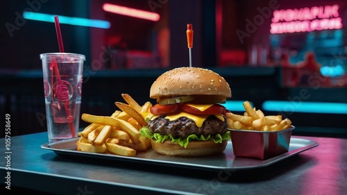 Zinger burger  and fries  