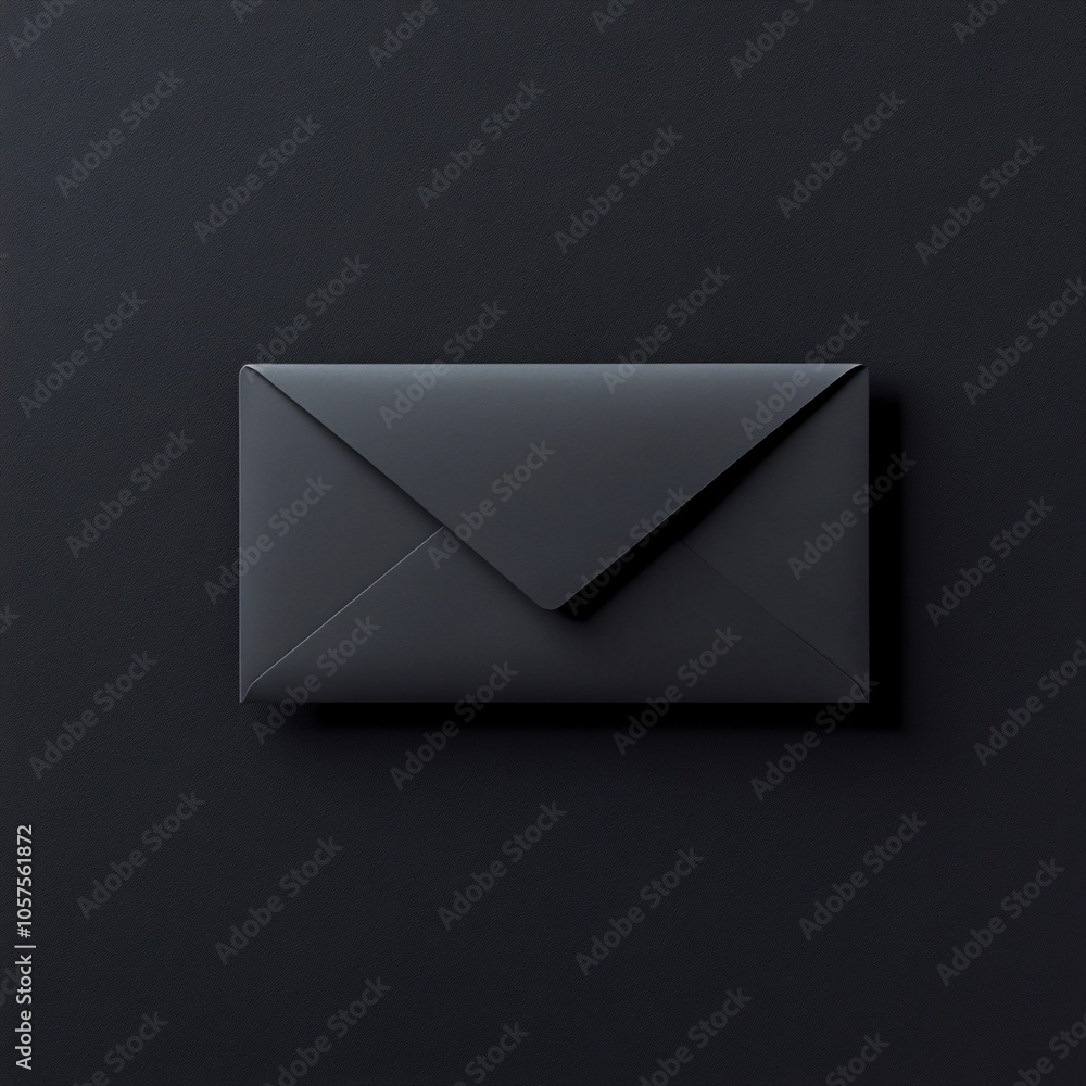 Sleek black envelope on dark background a minimalist design perspective Sleek black envelope on dark background a minimalist design perspective