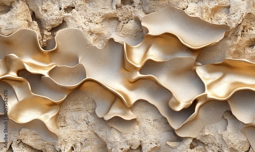 Abstract textured design with flowing gold and beige elements. Abstract textured design with flowing gold and beige elements.