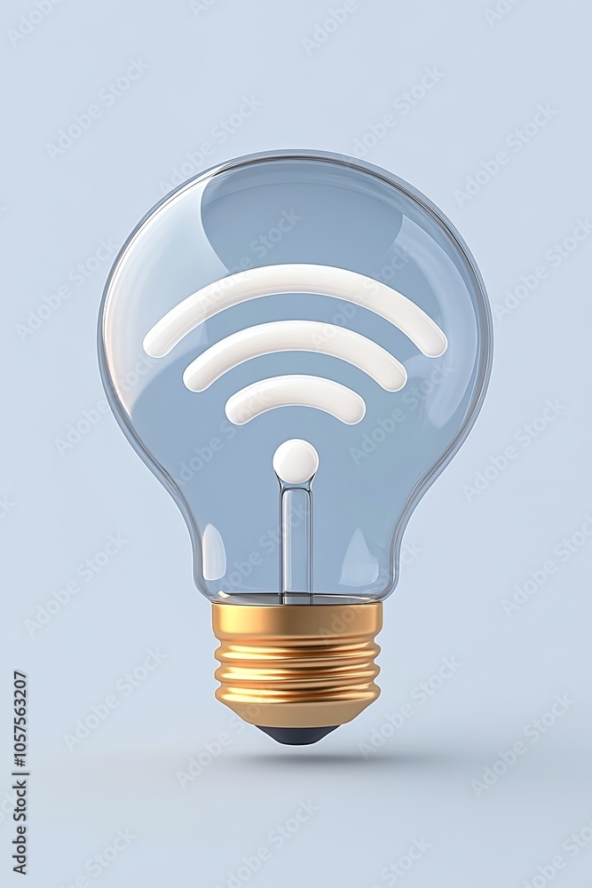 Innovative Light Bulb with Wi-Fi Connectivity Symbol Representing Smart Home Technology and Modern Lighting Solutions for Enhanced Living Innovative Light Bulb with Wi-Fi Connectivity Symbol Representing Smart Home Technology and Modern Lighting Solutions for Enhanced Living