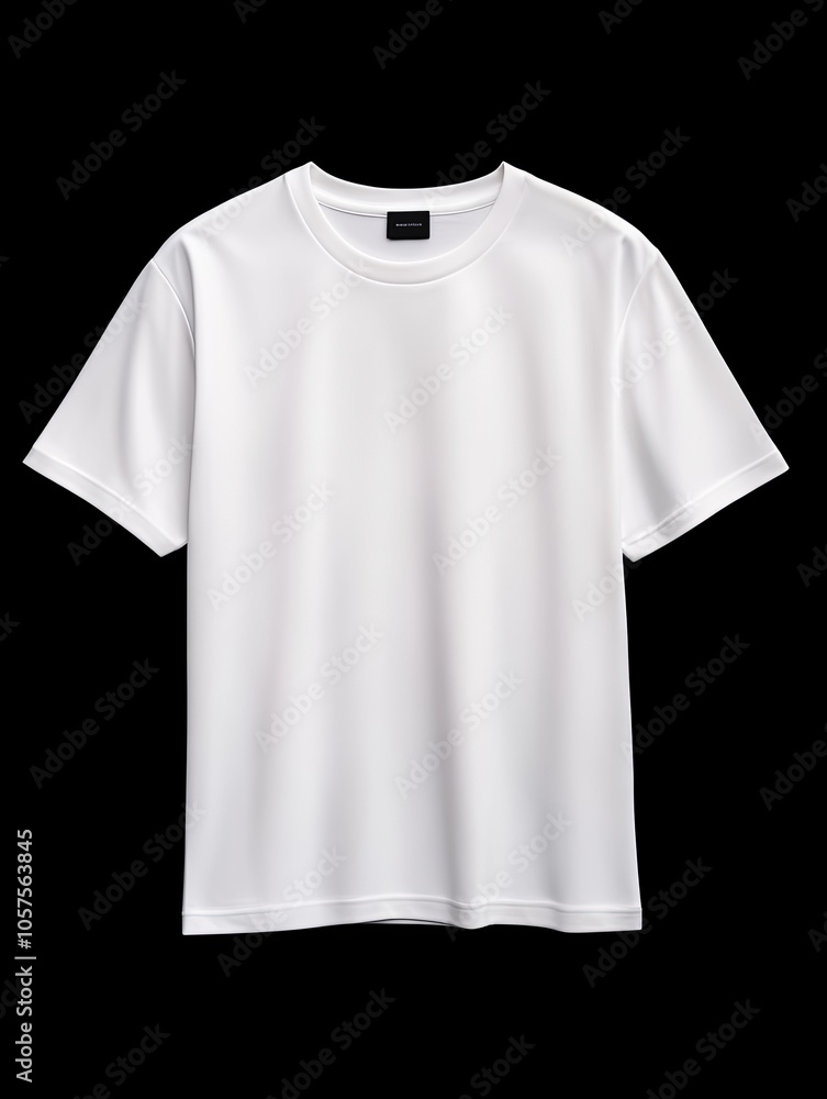 High Resolution Photorealistic Image of a Pure White T-Shirt on a Black Background, Perfect for Fashion Branding and Apparel Mockups High Resolution Photorealistic Image of a Pure White T-Shirt on a Black Background, Perfect for Fashion Branding and Apparel Mockups