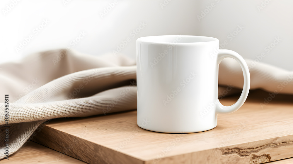 A plain white ceramic mug mock up. Generative AI A plain white ceramic mug mock up. Generative AI